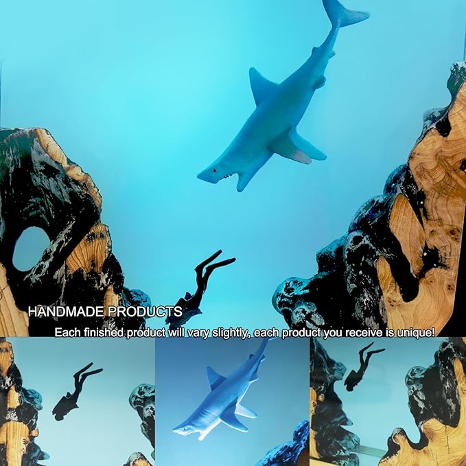 Epoxy Resin Shark Lamp, Ocean Night Light,Artistry Home Decor Bedside Nightlight, Unique Resin Lighting, Nightstand Decorations for Bedroom, Suitable for Holidays(Shark Lamp)