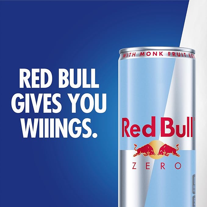 Red Bull Zero Energy Drink with 114mg Caffeine plus Taurine & B Vitamins, Zero Sugar, 12 Fl Oz, Pack of 24 Cans