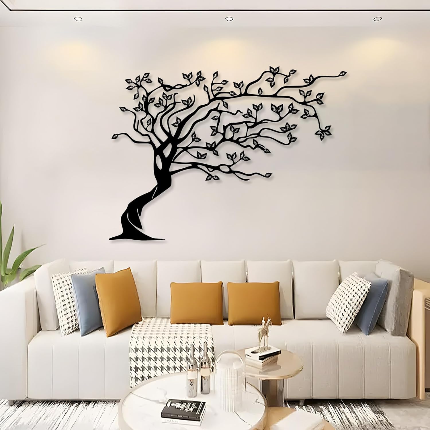 Tree of Life Metal Wall Art - Farmhouse Decor for Living Room (Black, 54"x39" | 136x100cm)