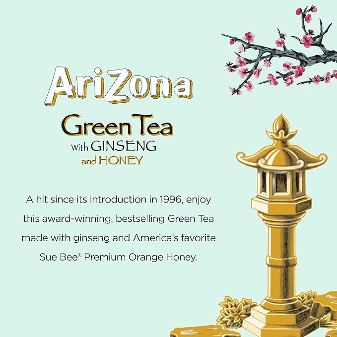 AriZona Green Tea with Ginseng and Honey - Big Can, 22 Fl Oz (Pack of 12)