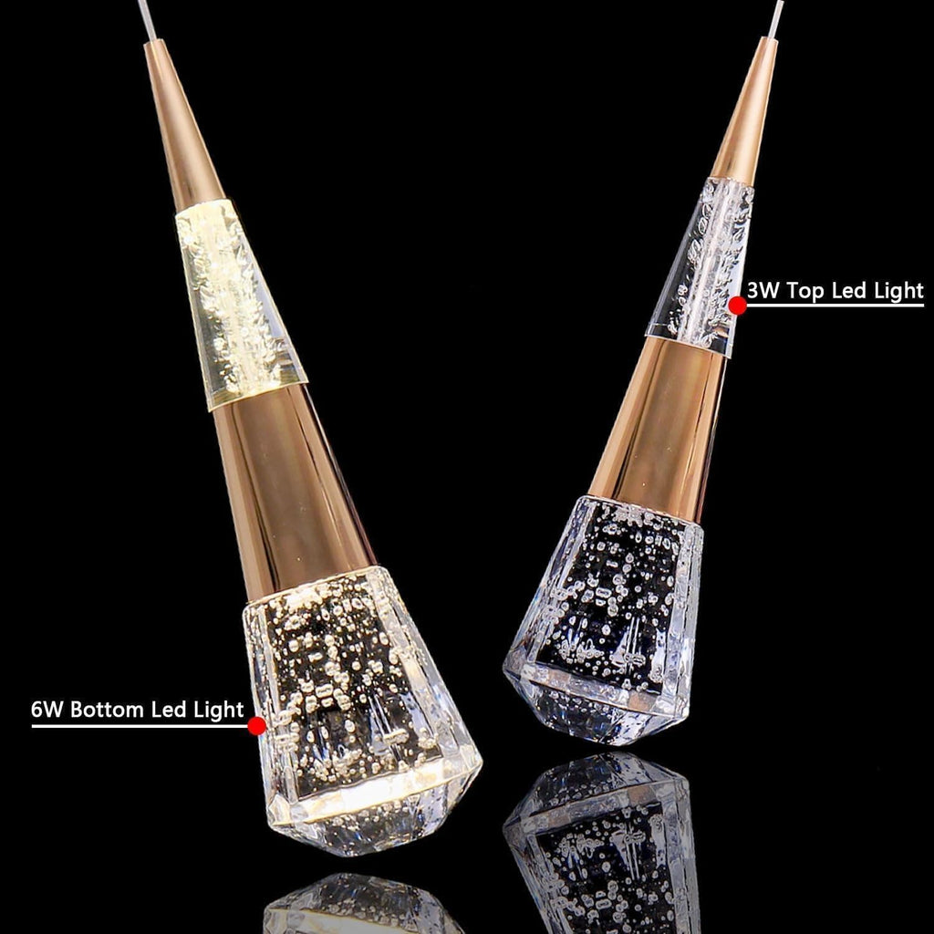 3-Light Pendant Light Kitchen Island, Dimmable Modern Pendant Light Kitchen Island Light Fixture Luxury Meteor Shower-Style Gold Led Chandelier for Dinning Room, Kitchen Lighting Fixture