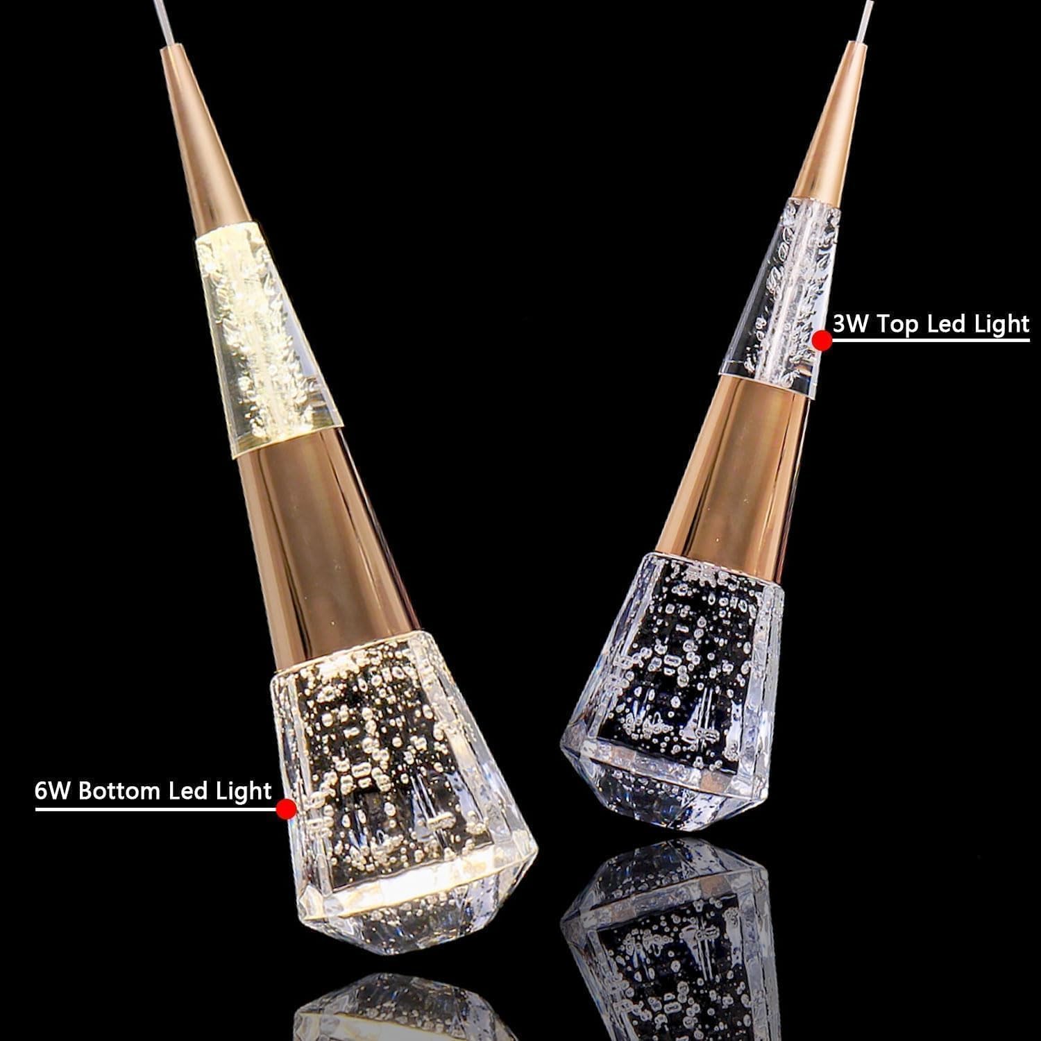 3-Light Pendant Light Kitchen Island, Dimmable Modern Pendant Light Kitchen Island Light Fixture Luxury Meteor Shower-Style Gold Led Chandelier for Dinning Room, Kitchen Lighting Fixture