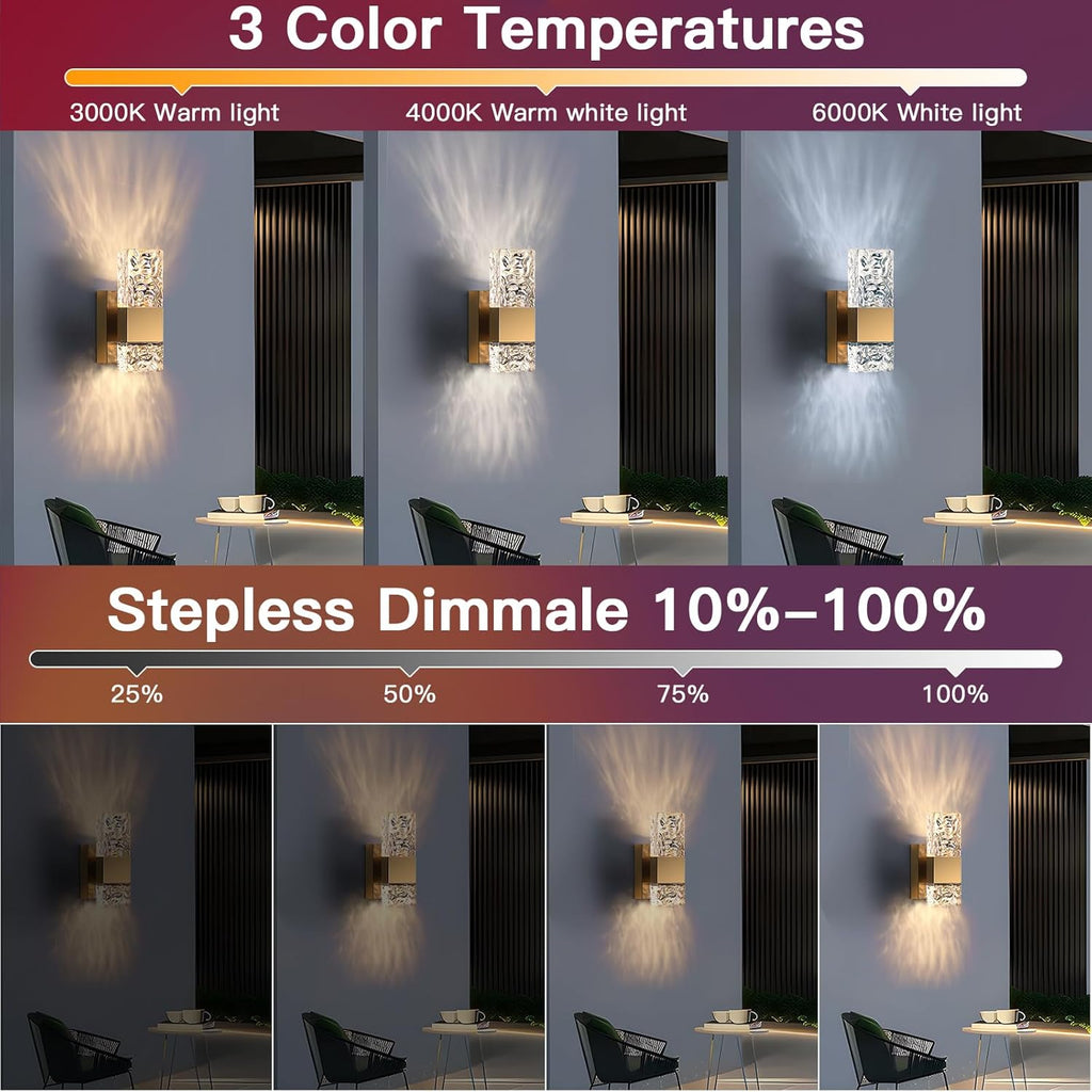 Wall Sconces Set of 2, Smart Dimmable LED Wall Sconces RGB 3000K-6000K, Hardwired Wall Sconce with Alexa,Remote Control, for Home Wall Decoration in Bedroom, Living Room,Hallway,Porch