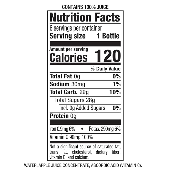Mott's 100% Original Apple Juice, 8 Fl Oz Bottles, 24 Count (4 Packs Of 6), 2 Servings Of Fruit, 100% Fruit Juice, Gluten-free, Caffeine-free, Kosher, Contains No Artificial Colors Or Sweeteners
