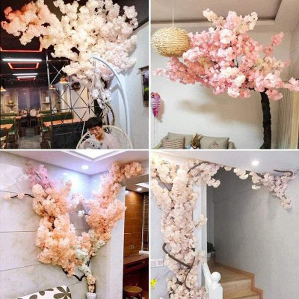 Artificial Cherry Blossom Tree Cherry Tree Decor with 30 Branches Cherry Blossom 4 Tree Vine, Champagne Japanese Cherry Blossom for Indoor Wedding