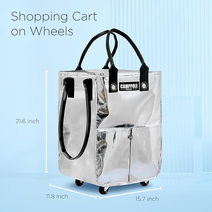 Reusable Grocery Bag On Wheels, Shopping Carts for Groceries, Lightweight Rolling Tote