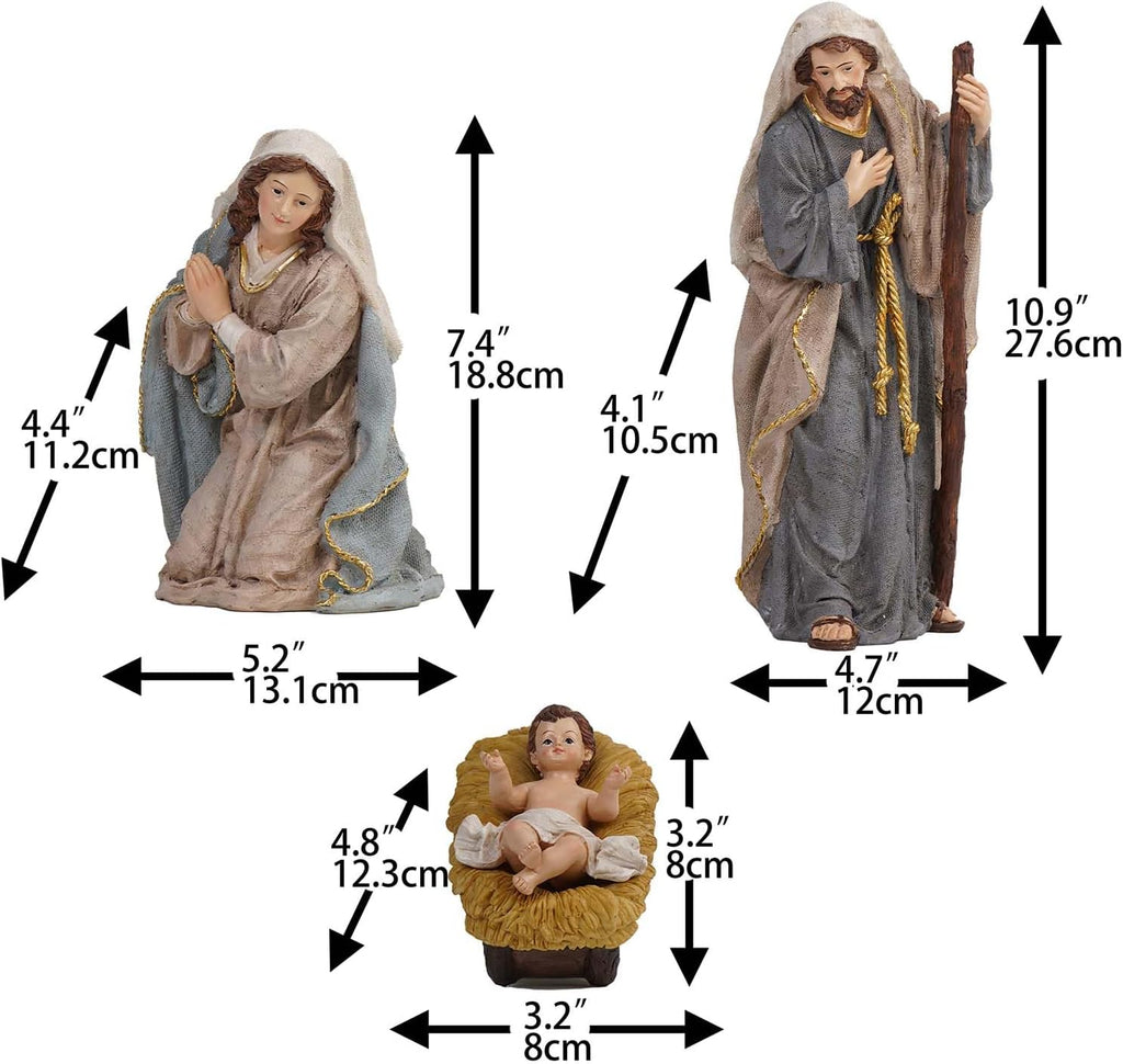 Zayton Nativity Set Christmas Indoor 12 Pcs 12 Inch Scene Statue Figurines Jesus Manger Crib Ornament Church Xmas Home Catholic Religious Decoration
