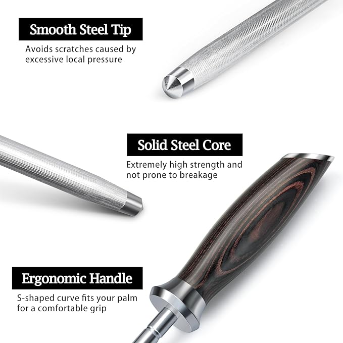 Honing Rod,10 Inch Professional Kitchen Knife Sharpener Rod, Japanese High Carbon Knife Sharpening Steel with Ergonomic Pakkawood Handle, Ideal for All Chef Knives