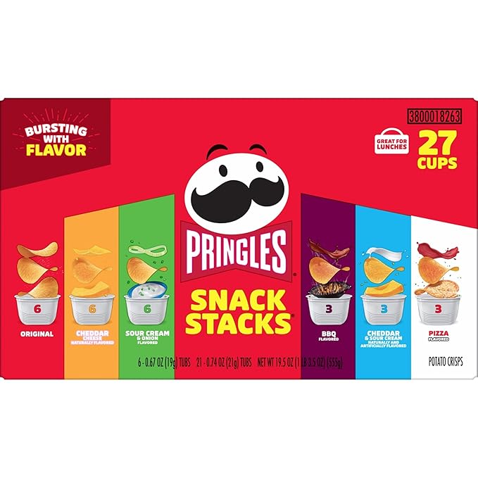 Pringles Potato Crisps Chips, Snack Stacks, Lunch Snacks, Office and Kids Snacks, Variety Pack (27 Cups)