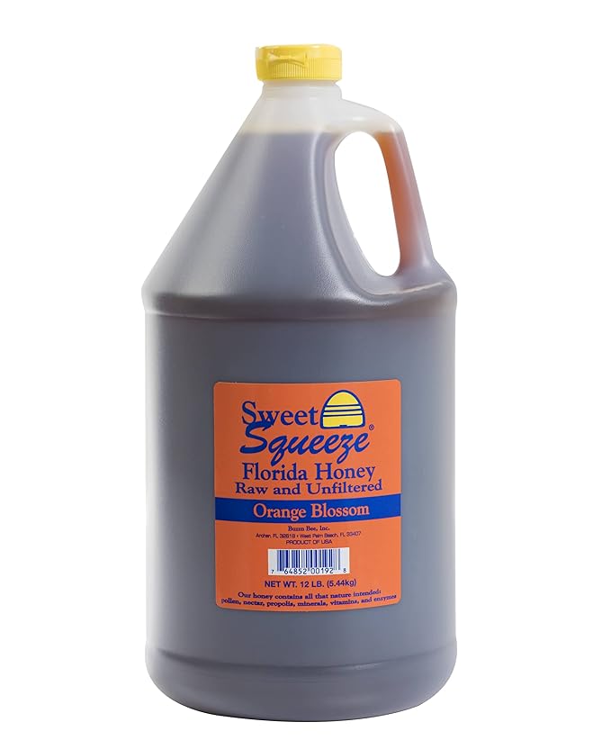 Sweet Squeeze Raw and Unfiltered Orange Blossom Honey - From Florida's Beekeepers, 12 Pound