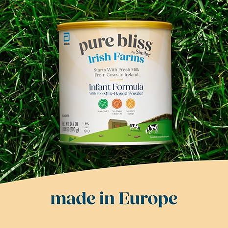 Pure Bliss Irish Farms, Easy-to-Digest Baby Formula, Infant Formula, 0-12 Months, 24.7-oz Can, Pack of 6