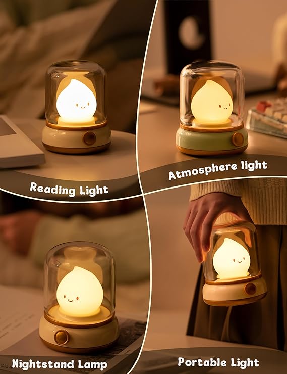 Cute Chibi Flame Lamp Retro Rechargeable Night Light