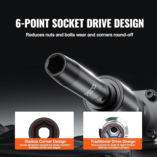 VEVOR 1/2" Drive Impact Socket Set, 65 Piece SAE 3/8" to 1-1/4" and Metric 10-24mm, 6 Point Cr-V Alloy Steel for Auto Repair, Easy-to-Read Size Markings, Rugged Construction, Storage Case