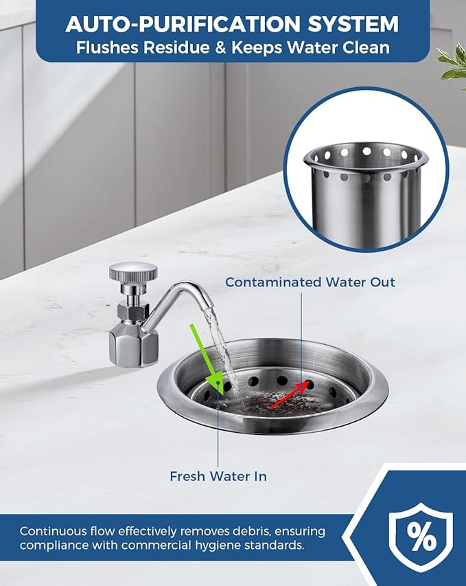 Kitchen Faucet Single Hole Dipper Well Faucet 0.5 GPM Flow Coffee Shop Bar Counter Sink Faucet Deck Mount Commercial Food Washing Tool for Washing Ice Cream or Coffee Spoons, Brass