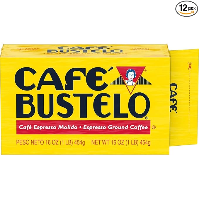Café Bustelo Espresso Dark Roast Ground Coffee Brick, 16 Ounces (Pack of 12)
