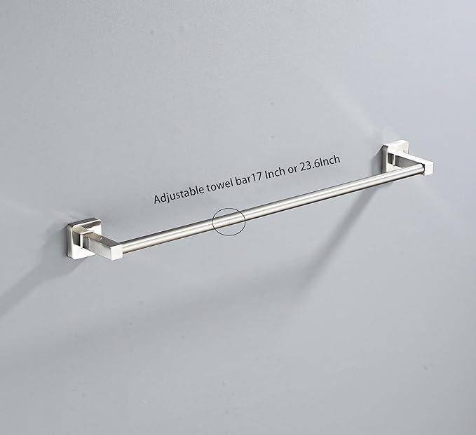 Brushed Nickel Bathroom Hardware Set 4 Pieces,Bathroom Accessories Set Stainless Steel Wall Mounted, Hand Towel Bar, Towel Ring, Robe Towel Hooks,Toilet Paper Holder,Towel Bar Set, 23.6 Inch…