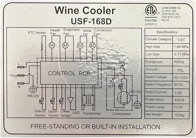 Commercial Dual Zone Wine Cooler Refrigerator, ETL 150-200 Bottles Fridge Merchandiser, Restaurant Bar Grocery Store