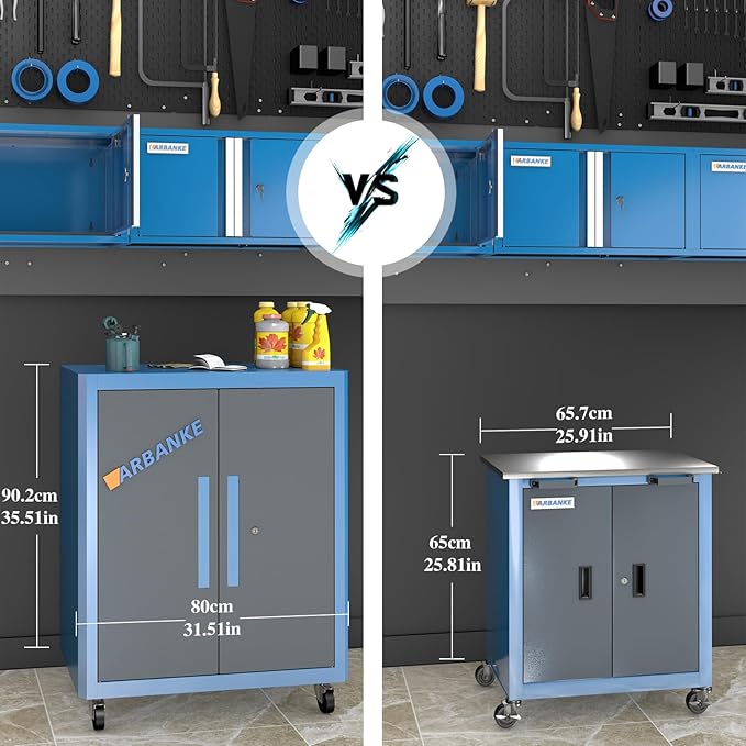 Upgraded Metal Tool Chest with 2 Locking Doors,Rolling Tool Chest with 360° Swivel Casters and Foot Pads,Large Capacity Cabinet with Movable Partition for Different Needs,Large Assembly Box