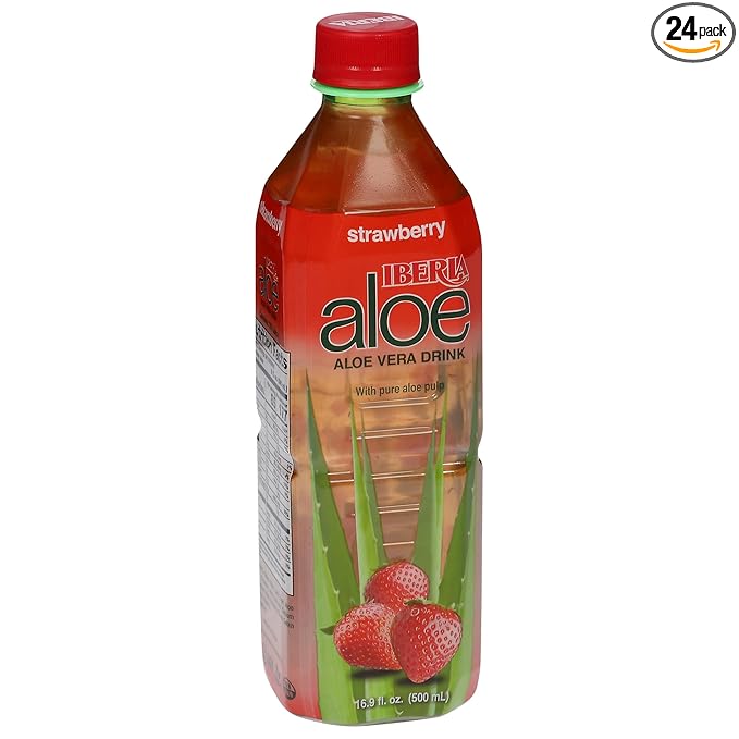 Iberia Aloe Vera Juice Drink, Strawberry, 16.9 Fl Oz (Pack of 24)