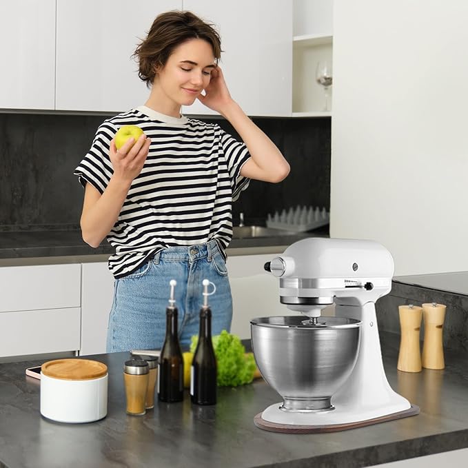 Mixer Slider Compatible with Kitchen aid 4 .5-5 Qt Stand Mixer Pine Wood - Kitchen Countertop Storage Mover Sliding Caddy for Kitchen Aid 4 .5-5 Qt Mixer (4 .5-5 Qt - Brown)