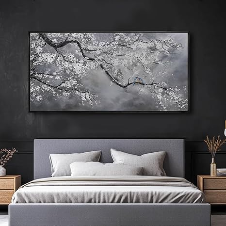 Nature Wall Decor Flowers White Pictures Art Bird Artwork Botanical Wall Art 29x58 Inch Hanging Art Wall Decorations for Office Bedroom