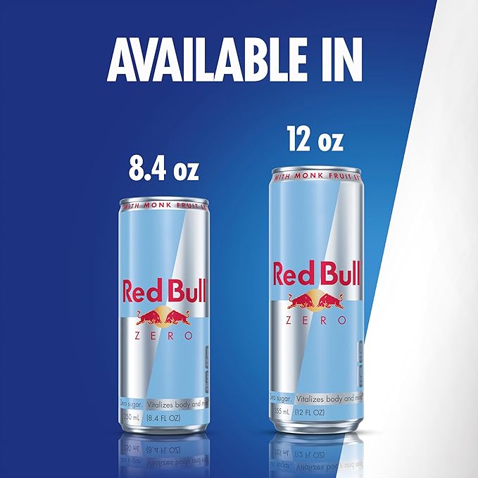 Red Bull Zero Energy Drink with 114mg Caffeine plus Taurine & B Vitamins, Zero Sugar, 12 Fl Oz, Pack of 24 Cans