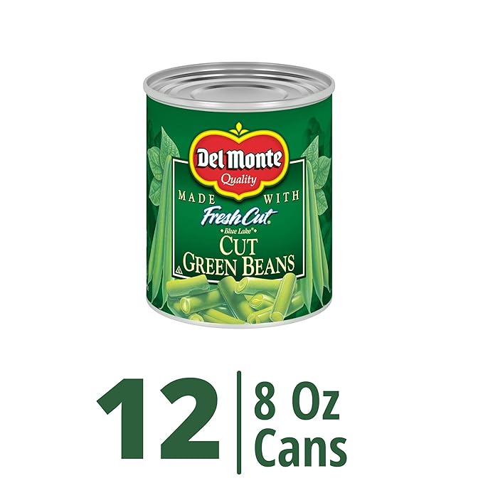 DEL MONTE BLUE LAKE Cut Green Beans, Canned Vegetables, 12 Pack, 8 oz Can