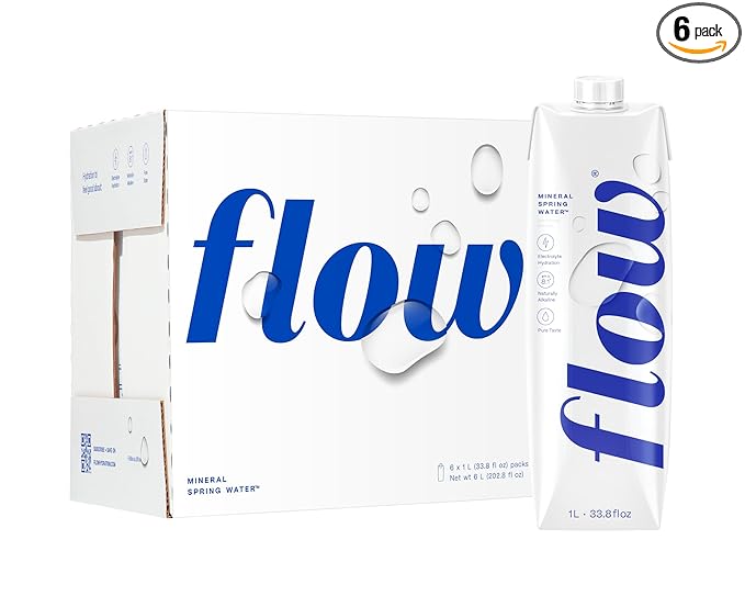 Flow Alkaline Spring Water, 100% Naturally Alkaline,1L (Pack of 6)
