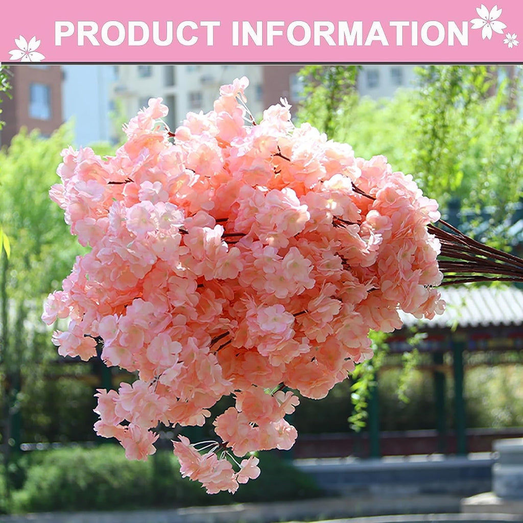 Artificial Cherry Blossom Tree Cherry Tree Decor with 30 Branches Cherry Blossom 4 Tree Vine, Champagne Japanese Cherry Blossom for Indoor Wedding