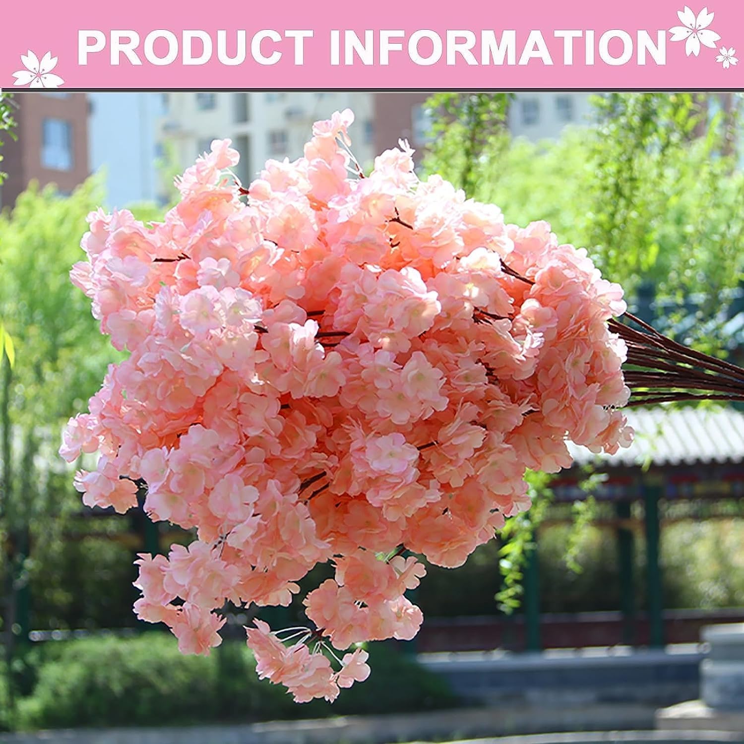 Artificial Cherry Blossom Tree Cherry Tree Decor with 30 Branches Cherry Blossom 4 Tree Vine, Champagne Japanese Cherry Blossom for Indoor Wedding