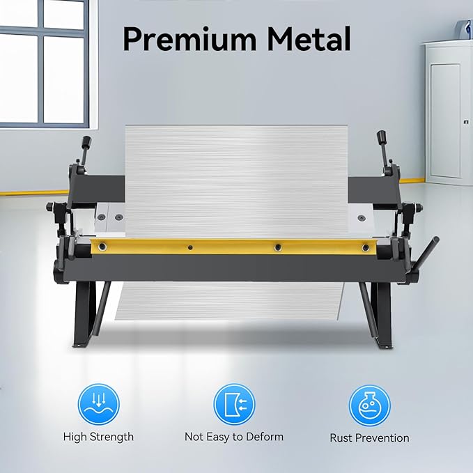 Box and Pan Brake 24'' Precision Box and Pan Sheet Metal Hand Brake, 0-135° Bending Angle Portable Metal Bender, 20Ga Mild Steel Plate Metal Folder Bending Brake Metal Forming Machine