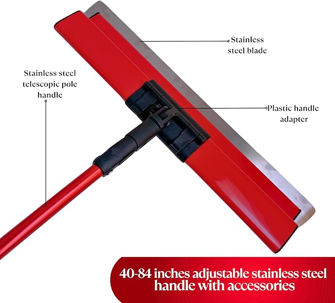 Drywall Skimming Blade Set with Portable Case, Stainless Steel 10", 14", 24", 32" & 40" Skimming Blades with 40"-84" Extension Handle, Drywall Finishing Tools for Plasterboard and Wallboard