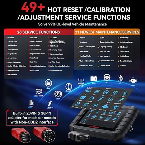 iCarsoft CR Max BT (Enhanced) Wireless Bidirectional Diagnostic Tool, ECU Adaptation/Teach-in, 49+ Reset All System Touchscreen Battery Registration ECU Coding OBD2 Scanner with 38Pin + 20Pin Adapter