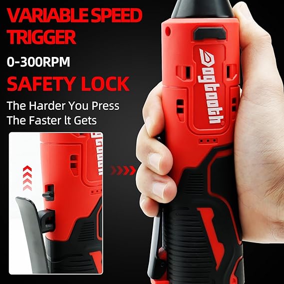 dogtooth Cordless Electric Ratchet Wrench Set, Brushless,Variable Speed Trigger,3/8" 16.8V Power Ratchet Tool Kit With 2 Packs 1500 mAh Batteries and Charger