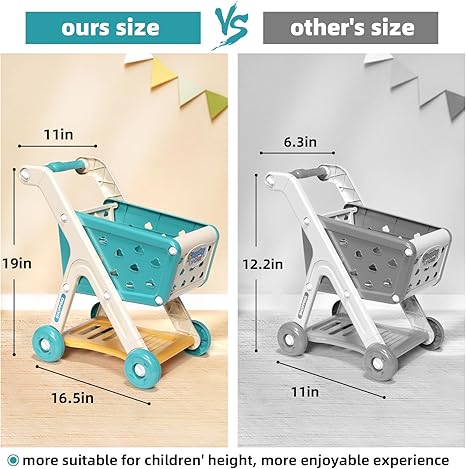 102pcs Kids Shopping Cart Trolley Play Set with Pretend Food and Accessories,Perfect for Ages 3+ Pretend Play and Role-Playing Games