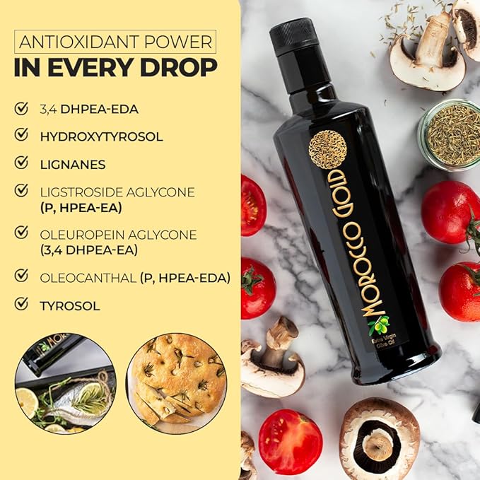 Morocco Gold Early Harvest Olive Oil Extra Virgin - Cold Pressed Polyphenol Rich 652mg/kg - Pure & Natural, Up to 4 Years Shelf-life - Fresh & New Harvest EVOO - 500ml (6 Bottles for the Price Of 5)