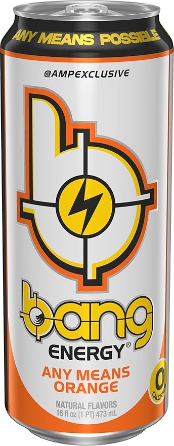 Bang Energy Any Means Orange, Zero Sugar Energy Drink, 16-Ounce (Pack of 12)