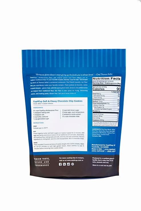 Cup4Cup Multipurpose Flour, 2 Pounds, Certified Gluten Free Flour, 1:1 All Purpose Flour Substitution, Non-GMO, Kosher, Made in the USA, 8-Pack