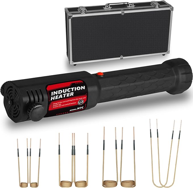 Induction Heater Bolt Removal, 1200W Induction Bolt Heater Tool with 8 Coils, Heat Stripped Bolt Remove for Rusted Nuts, Screws (Red)
