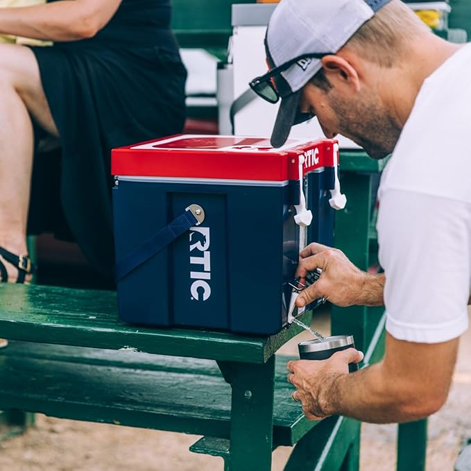 RTIC Halftime Water Cooler Portable Carrier Container, Drink Beverage Dispenser, Stackable with 2 Taps, Bottleless, BPA-Free, for Sports, Camping, BBQ, Parties, Picnic, & More, Patriot