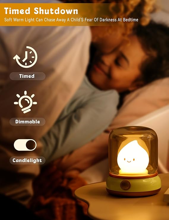 Cute Chibi Flame Lamp Retro Rechargeable Night Light