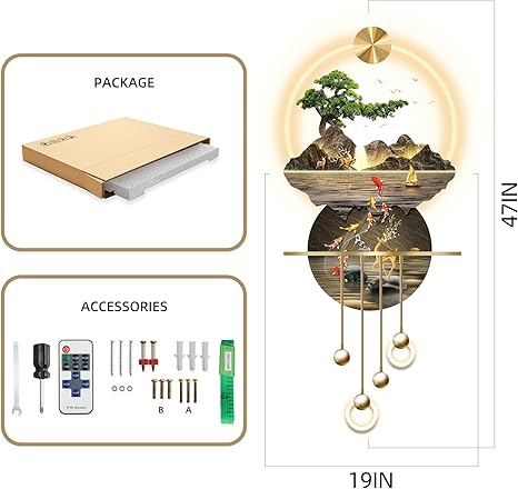 LED Light Decor Wall Art, 3D Art Wall Decor with Light, Decors Walls Sculptures Large 3D Art, Decors Walls Sculptures Lighting Modern, Plug-in Power Supply, Gold C, 19x47IN