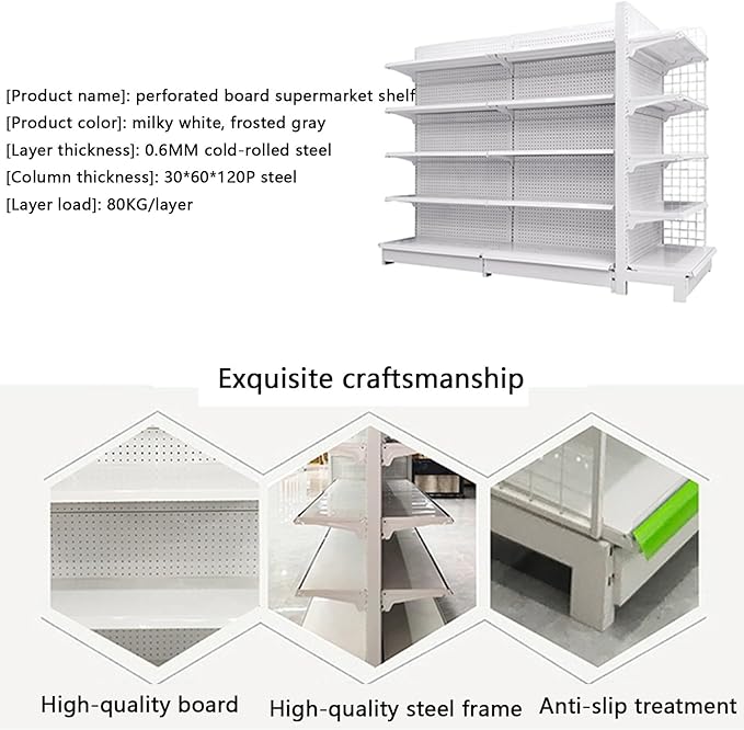 5-Tier Retail Shelving Display - Versatile Grocery Supermarket Shelves, Snack Racks, Office Supply Wall Racks & Shoe Storage - Easy to Install White Display Stand
