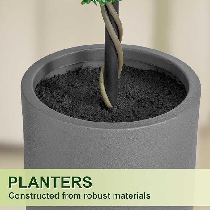 4FT Artificial Triple Ball Topiary Trees with Gray Planter Pot, Outdoor Indoor Realistic Faux Shrubs Plants, Fake Trees for Home Offices Porch Decor, Set of 2