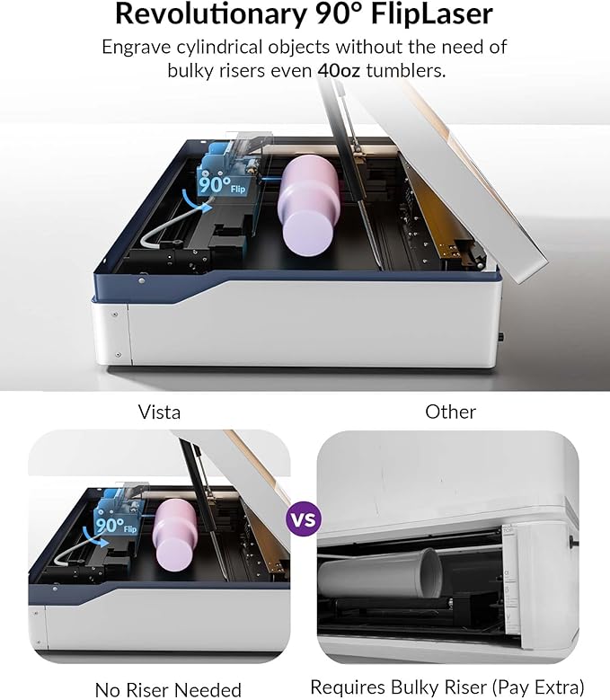 WECREAT Vista 10W Laser Engraving Machine with 9-in 1 Rotary, Smart HD Camera, Compact Diode Desktop Laser Engraver for Beginners DIY Hobbyist Wood Leather Glass Metal Jewelry Gifts Making