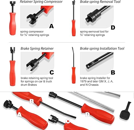‎DNA MOTORING TOOLS-00244 8-Pcs Brake Service Kit, Brake Spring Installer Remover Plier Tools Set with Carrying Case,Blue