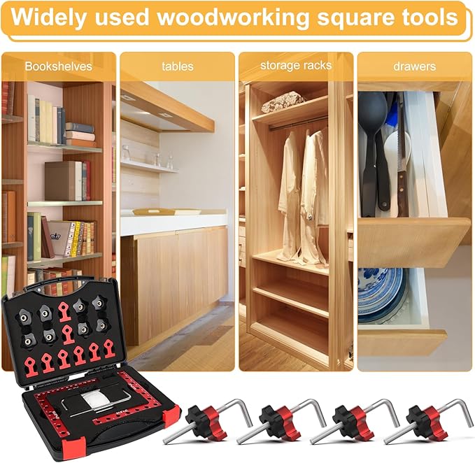 Corner Clamp for Woodworking, 90 Degree Corner Clamp, 4 Pack 5.5"x 5.5" Aluminum Alloy Right Angle Woodworking Tools, Positioning Squares for Picture Frame, Box, Cabinets, Drawers