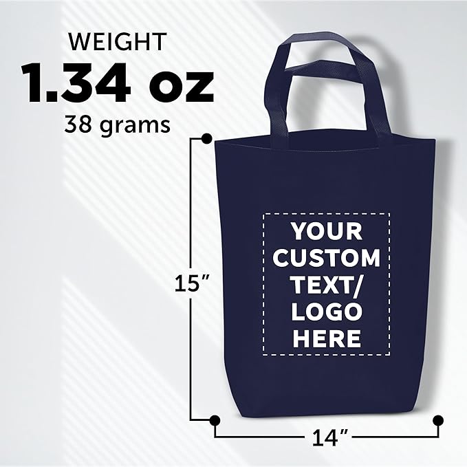 DISCOUNT PROMOS Large Reusable Heavy Duty Tote Bag Set of 10/50/100, Personalized Bulk Pack