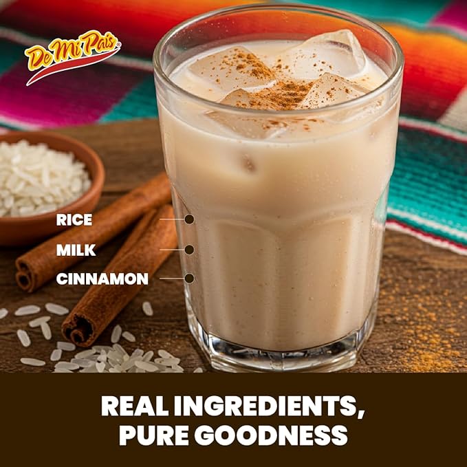 De Mi Pais Horchata Rice Milk Drink with Real Cinnamon Pieces, Made with Real Ingredients for a Creamy, Authentic Taste, Shake Well for a Refreshing Beverage, Perfect for Groceries, 16.57 Fl Oz, 6-Pack