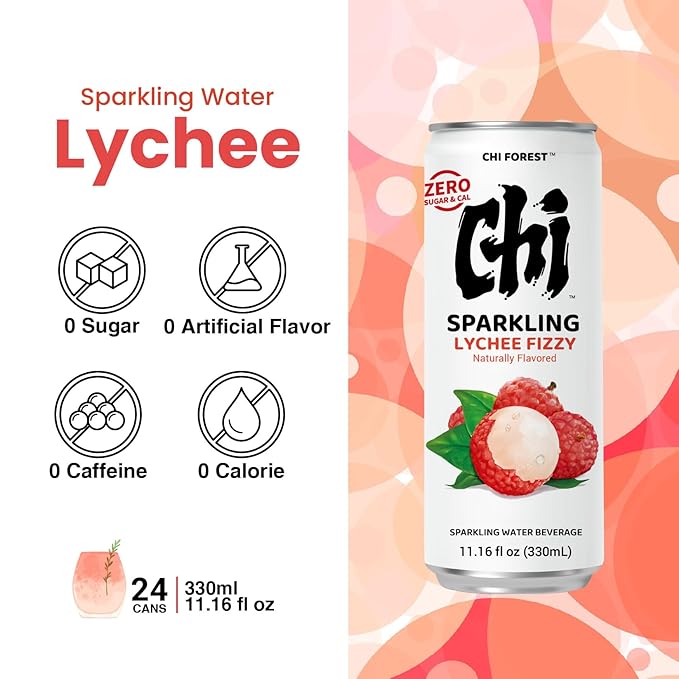 CHI FOREST Variety Bundle Sparkling Water Beverages, Zero Sugar, Zero Caffeine, 11.15fl oz Cans(24 Pack *4)